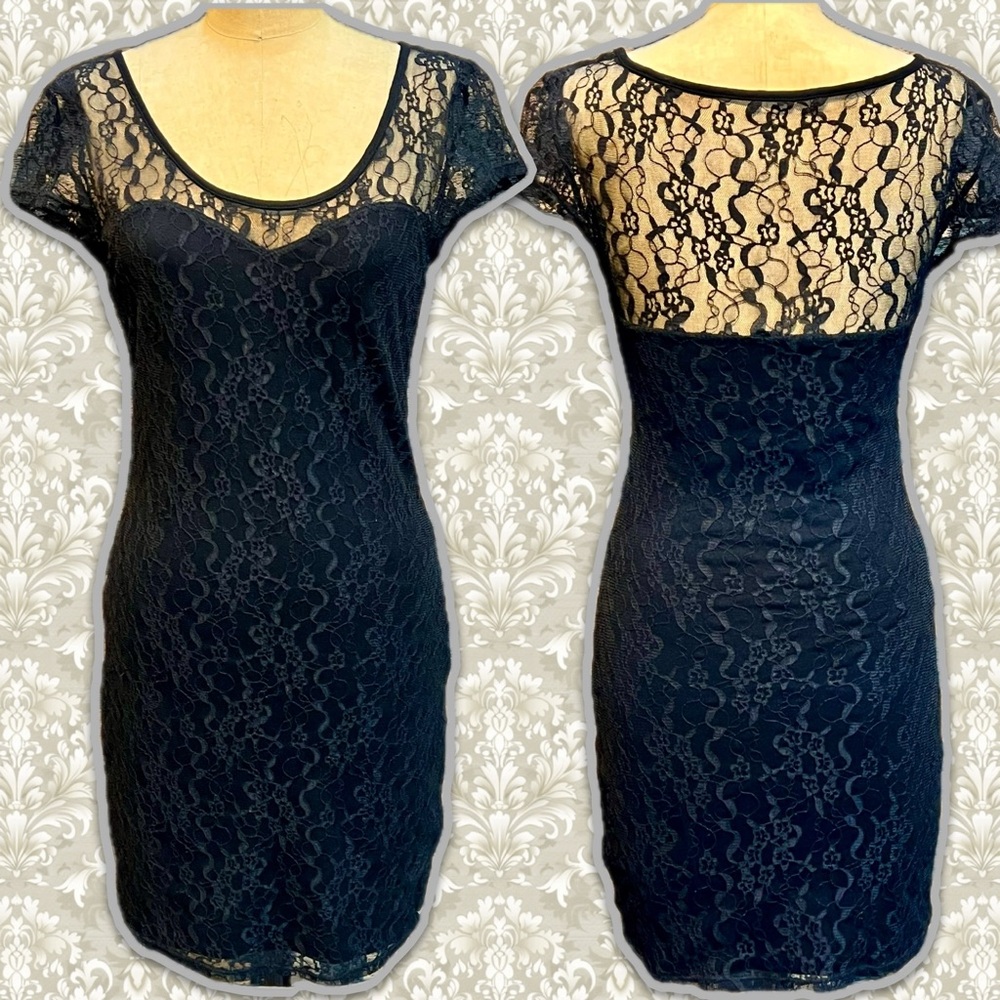Guess lace‎ fitted bodycon midi dress short sleeve fancy night out party y2k
